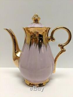 Antique Bavaria Chocolate Tea Set Pink & Gold Teapot Tea Cups Rare & Stunning