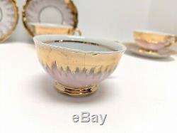 Antique Bavaria Chocolate Tea Set Pink & Gold Teapot Tea Cups Rare & Stunning