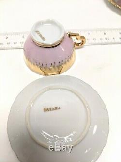 Antique Bavaria Chocolate Tea Set Pink & Gold Teapot Tea Cups Rare & Stunning