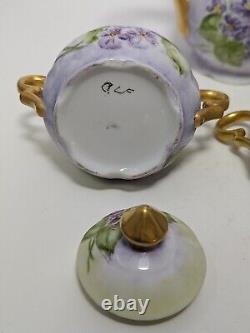 Antique Bavaria, Germany Hand Painted Teapot/Tea pot, creamer, sugar bowl, 5 pc