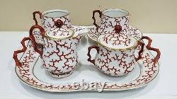 Antique Berlin KPM Porcelain Coral Pattern Tea Set, No Teapot