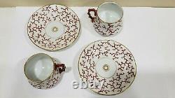 Antique Berlin KPM Porcelain Coral Pattern Tea Set, No Teapot