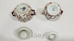 Antique Berlin KPM Porcelain Coral Pattern Tea Set, No Teapot