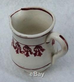 Antique Child Ironstone Set Spongeware Spatterware Tea Pot Waste Bowl Red Teapot