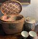 Antique Chinese Famille Green Gilded Teapot And Teacup Cup With Basket 19th C