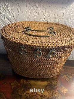 Antique Chinese Famille Green Gilded Teapot and Teacup Cup with Basket 19th C