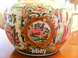 Antique Chinese Famille Rose Medallion Birds Floral Teapot Creamer Sugar Set Exc