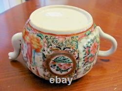 Antique Chinese Famille Rose Medallion Birds Floral Teapot Creamer Sugar Set Exc