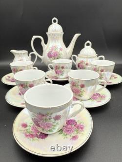 Antique Chinese Fine Porcelain Pearlescent Complete 17-Piece Tea Set