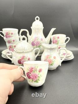 Antique Chinese Fine Porcelain Pearlescent Complete 17-Piece Tea Set