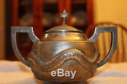Antique Chinese Silver Tea Set. Tea Pot, Creamer, Sugar. 19th Century. 1041 Grm