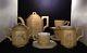 Antique Chinese Yixing Pottery 8 Side Teapot Set Calligraphy Artist Poems Nice