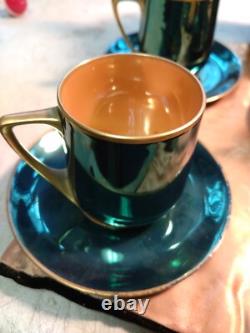 Antique Co Co Set Chocolate Pot With Five Cups And Saucers Beautiful Hand