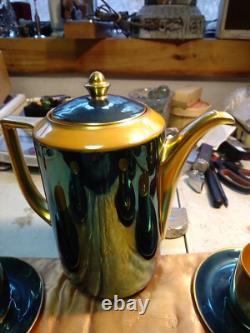 Antique Co Co Set Chocolate Pot With Five Cups And Saucers Beautiful Hand
