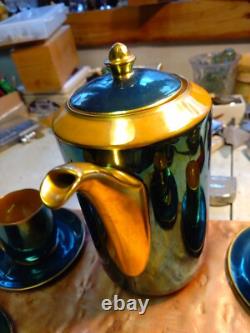 Antique Co Co Set Chocolate Pot With Five Cups And Saucers Beautiful Hand