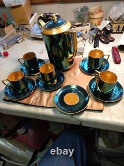 Antique Co Co Set Chocolate Pot With Five Cups And Saucers Beautiful Hand