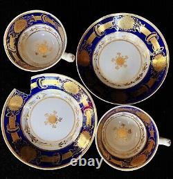 Antique Coalport teapot/creamer/teacups/saucers Cobalt with Gold C1820