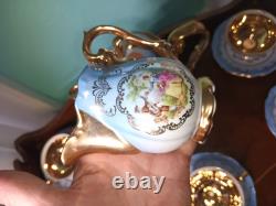 Antique Cottage Core Mayer Wiesau Bavaria 24K Gold Gilt Tea Set Child Demitasse