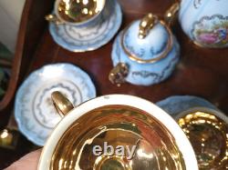 Antique Cottage Core Mayer Wiesau Bavaria 24K Gold Gilt Tea Set Child Demitasse