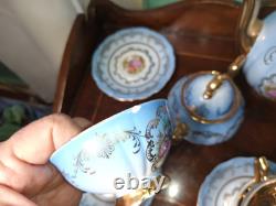 Antique Cottage Core Mayer Wiesau Bavaria 24K Gold Gilt Tea Set Child Demitasse