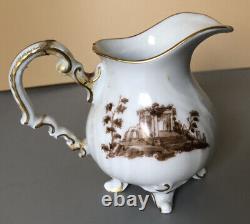 Antique Crown W 1763 Germany Brown Wattea? Porcelain Painted Coffee Teapot Set