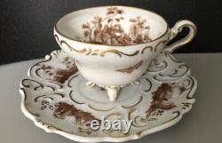 Antique Crown W 1763 Germany Brown Wattea? Porcelain Painted Coffee Teapot Set