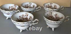 Antique Crown W 1763 Germany Brown Wattea? Porcelain Painted Coffee Teapot Set