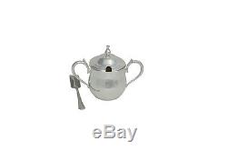 Antique Decorative Silver Plated Serving Teapot Cup in Wooden Box Tea Set
