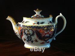 Antique Derby Coalport Kings Pattern Imari Tea Set Teapot Creamer Sugar-c. 1810