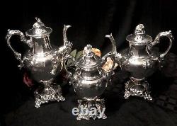 Antique Embossed Georgian Silver Plated Floral Sugar Bowl, Tea, Coffee 3 pc