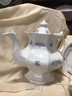 Antique English Tea Pot And Creamer With Small Plate 3 Piece Set