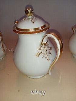 Antique Five Piece Paris Porcelain Tea Set, Circa 1850. Tea Pot, 9 Inches Tall