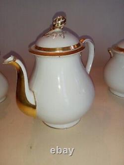 Antique Five Piece Paris Porcelain Tea Set, Circa 1850. Tea Pot, 9 Inches Tall