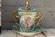 Antique French Porcelain Marked Sugar Bowl Pot Victorian Romantic Scene