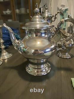 Antique GORHAM Sterling Silver Tea Set. 4 Piece 2 Teapots, Sugar Bowl, & Creamer