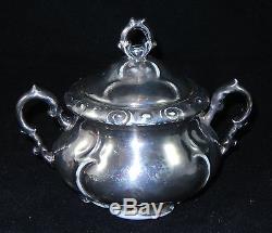 Antique German Porcelain Silver Overlay Plates Teapot Sugar Creamer Cup Saucer