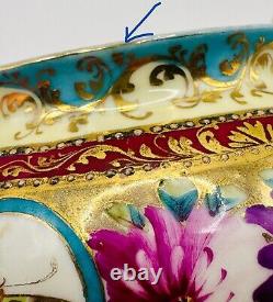 Antique Gold Moriage Hand Painted Shimamura Sei Pedestal Teapot, Creamer & Sugar