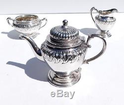 Antique Gorham 3 Pc Sterling Tea Set Teapot Creamer Sugar DATE MARKS