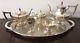 Antique Gorham Sterling Silver Plymouth Coffee Tea Pot Set With Plated Tray 6 Pc