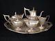 Antique Gorham Sterling Silver Plymouth Coffee Tea Pot Set With Plated Tray 6 Pc