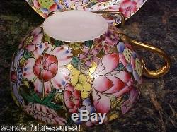 Antique HP FINE China Tea Set -Tea Pot, Sugar, Creamer 12 Cups/Saucers Chintz