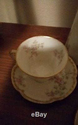 Antique Haviland Limoges Chocolate / Coffee / Tea Set Pot 3 Cups