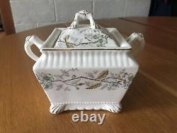 Antique Imperial Warranted ironstone china teapot sugar creamer 2 square plates