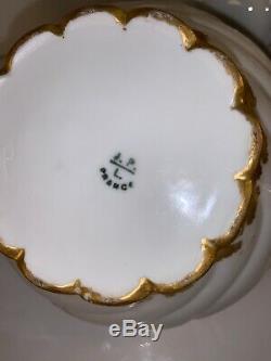Antique J P L France Limoges Heavy Gold Gilt Tea Set Teapot Creamer Sugar