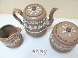 Antique James Dudson Hanley England Stoneware Grapevines Teapot Set