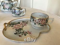 Antique Japanese Eggshell Porcelain Tea/Snack Set Of 6 With Tea Pot, Sugar Bowl &