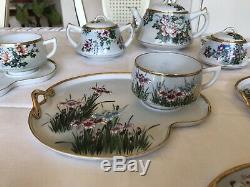 Antique Japanese Eggshell Porcelain Tea/Snack Set Of 6 With Tea Pot, Sugar Bowl &