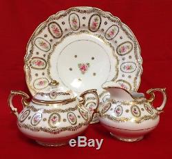 Antique Japanese Imperial Gold Encrusted Pink Roses Part Tea Set With Tea Pot