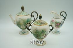 Antique Japanese Porcelain Tea Set with Sugar Bowl, Creamer and Pot