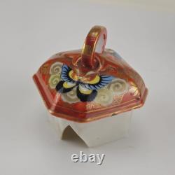 Antique Kutani Japan Porcelain Tea Pot & Lid Floral Peacock Hand Painted Signed